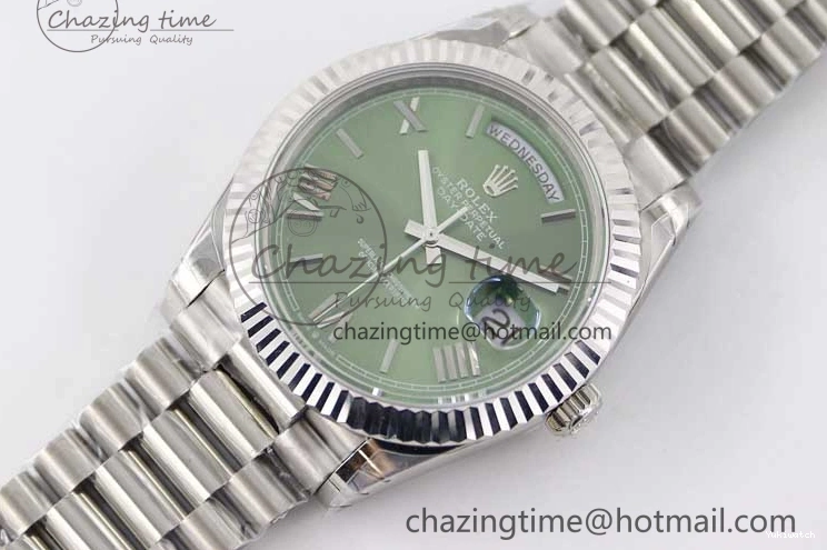 Edition Best 1:1 Dial Steel A2836 Date 40mm Green SS TWF on Roman Day Bracelet 904L SS 0130